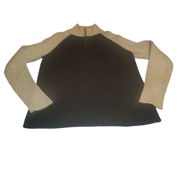 Vintage RL Polo Jeans Co. Sweater Size S Black/Gray 1/4 Zip Ribbed Y2K Preppy - Picture 1 of 6